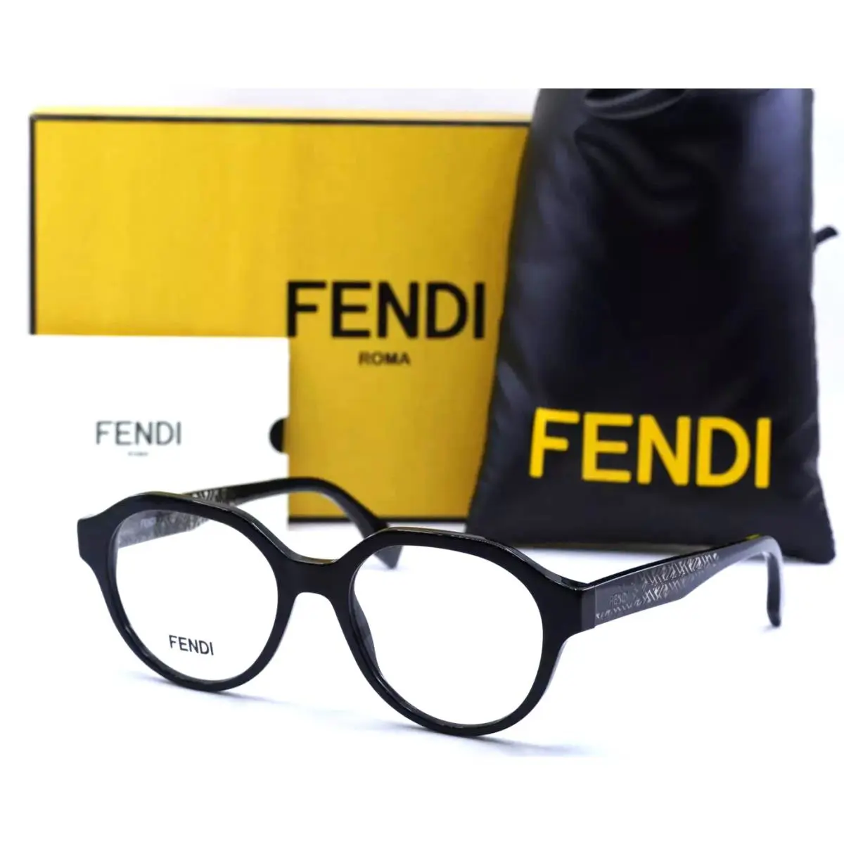 Fendi FE 50049I 050 Polished Black Eyeglasses Frame 51-18
