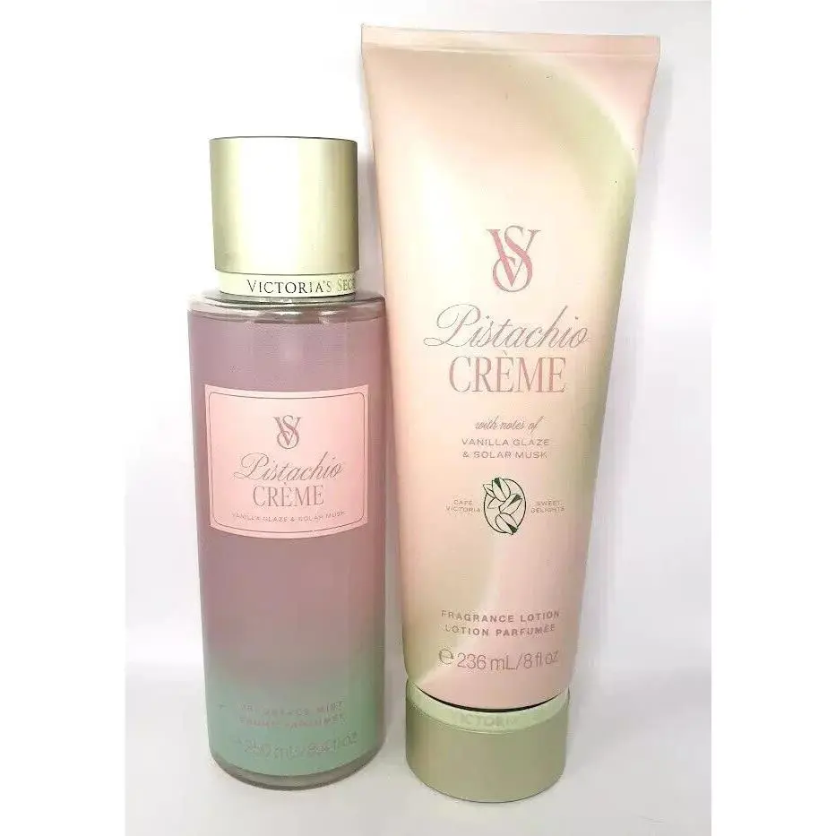 Victoria`s Secret Pistachio Creme Body Mist Lotion Set OF 2