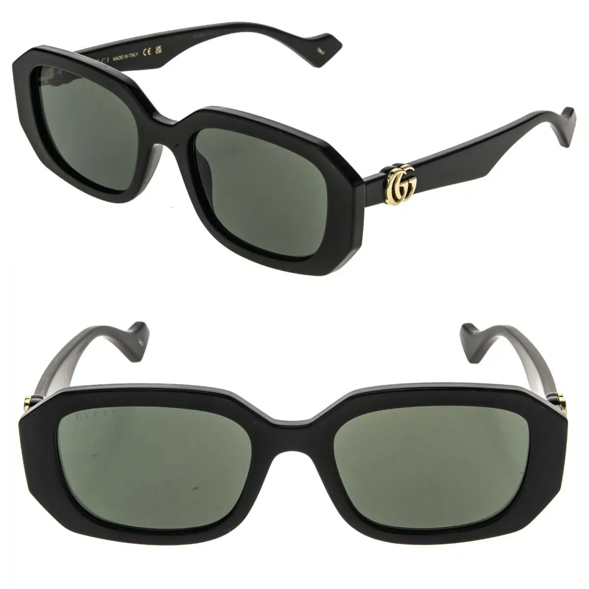 Gucci Black 1535 Geometric Gold Logo Gg1535S Runway Sunglasses 001