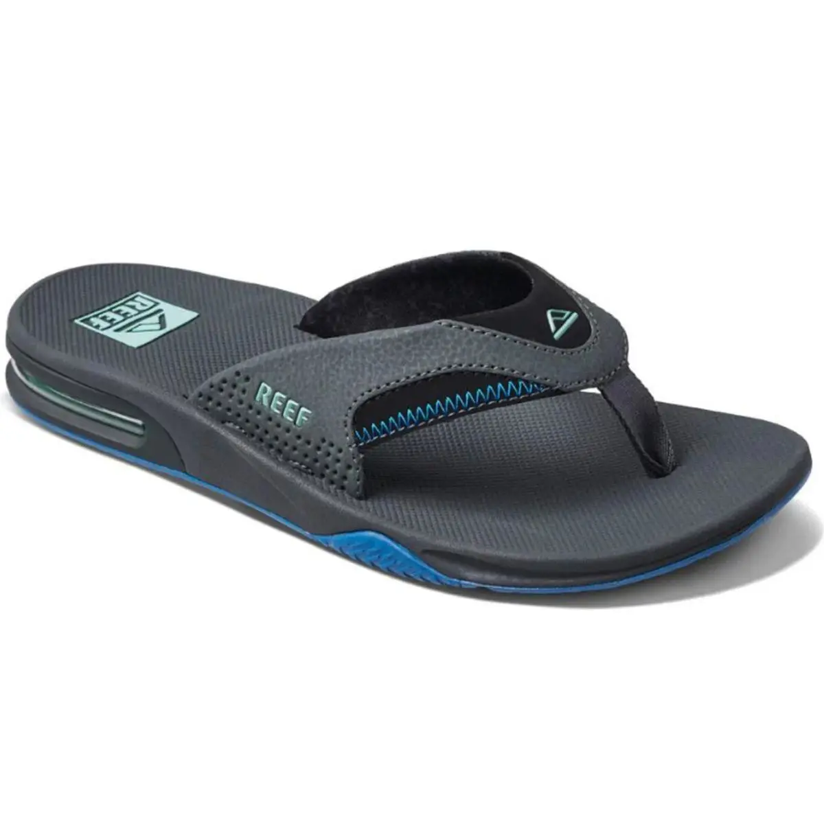 Fanning Gunmetal Gray/ocean Blue/black Flip Flops Thong Sandals Mens Sizes by Reef