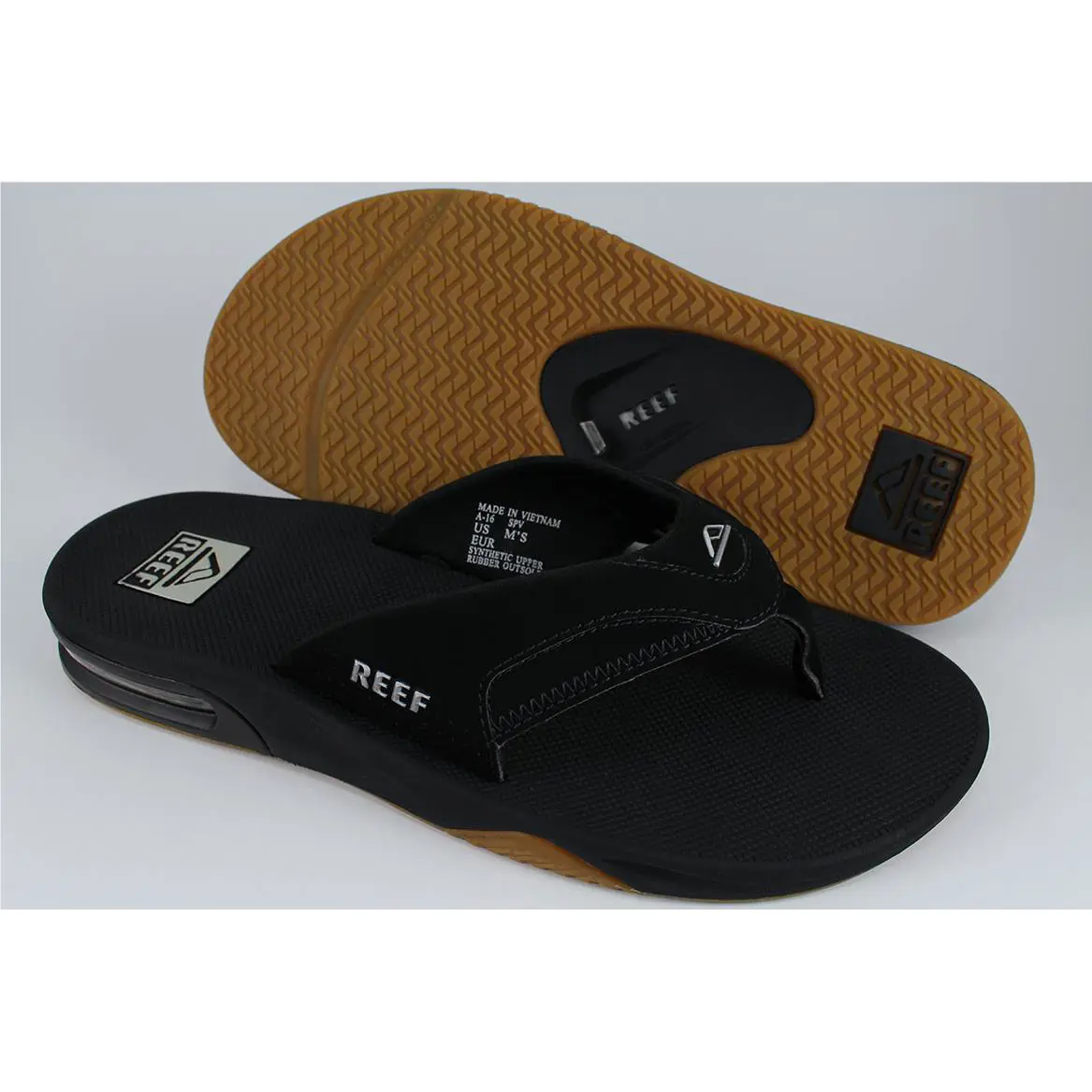 Reef Fanning Black/silver/gum Flip Flops Thong Sandals Beach Mick US Mens Sizes
