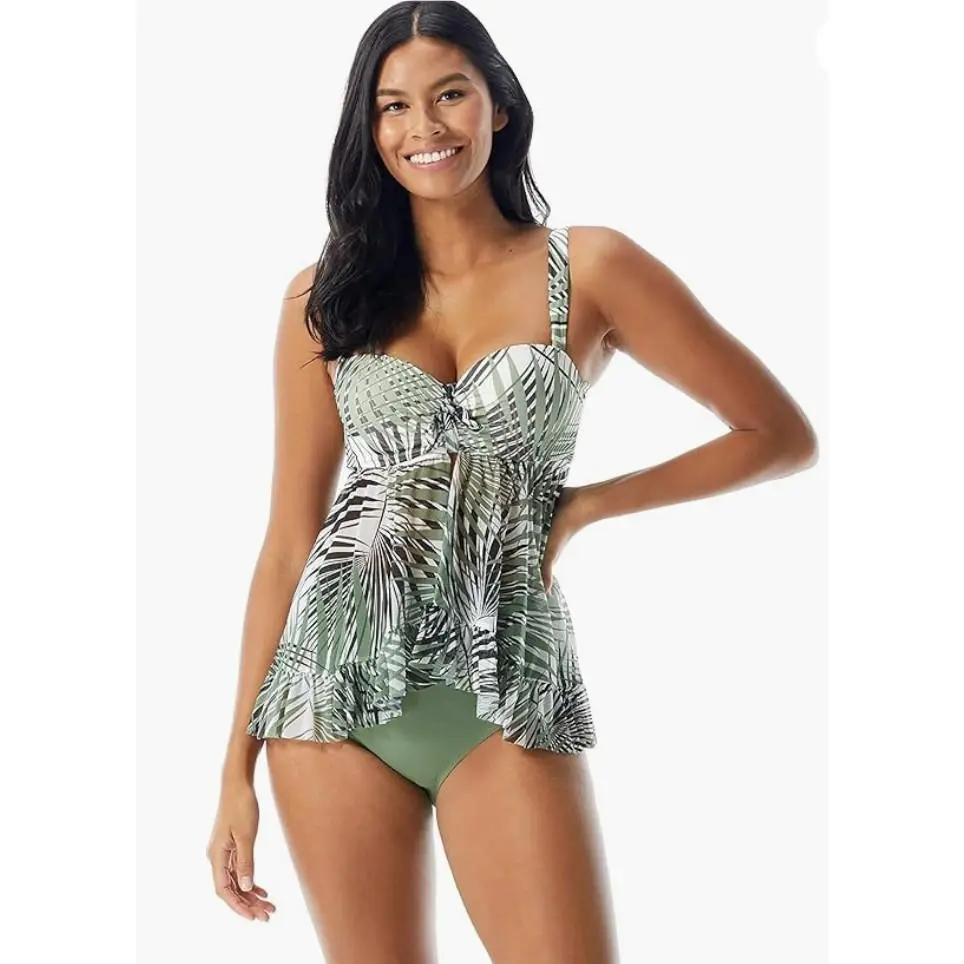 Coco  Endless Summer Palm Allure Bra Sized Mesh Tankini Top Multi 36C 8658 by Reef