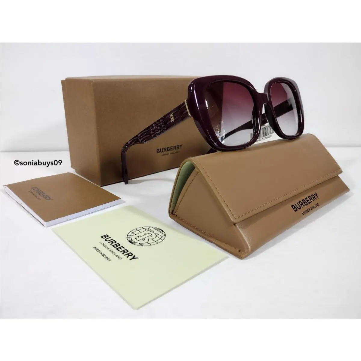 Burberry Helena Square Women`s Sunglasses Bordeaux Violet Gradient