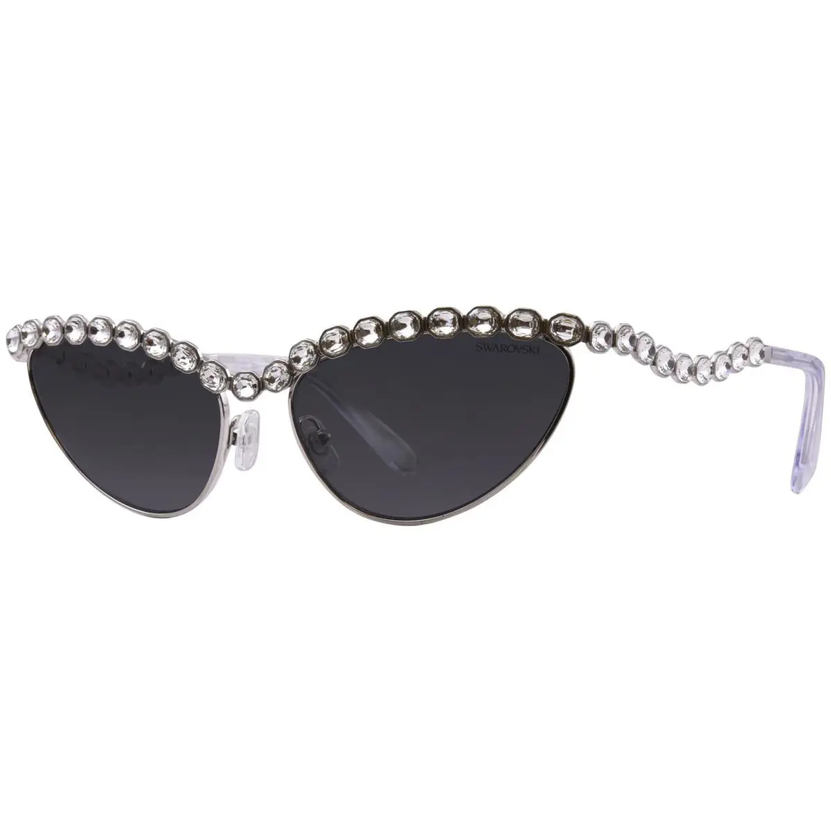 Swarovski SK7030 400187 Sunglasses Women`s Silver/dark Grey Lenses Cat Eye 59mm