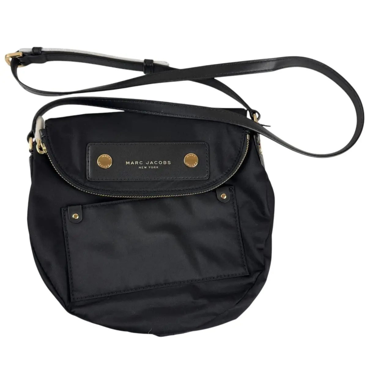 Marc Jacobs Preppy Nylon Mini Natasha Crossbody Bag Purse Black Fold Over
