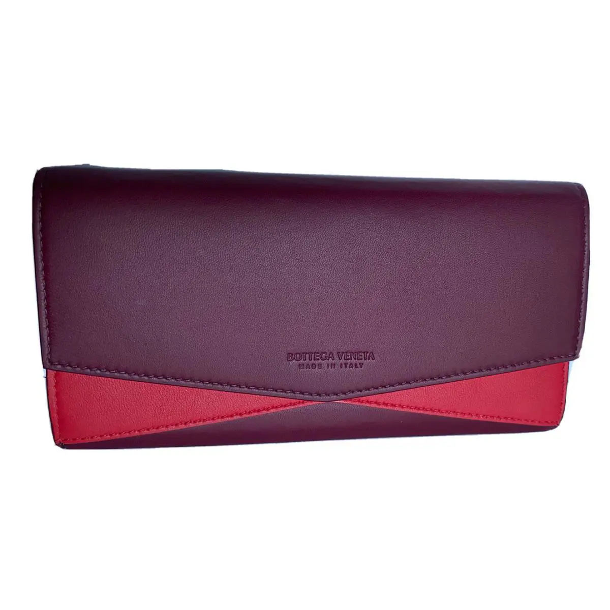 Bottega Veneta Leather Continental Bordeaux/bright Red Wallet 608260