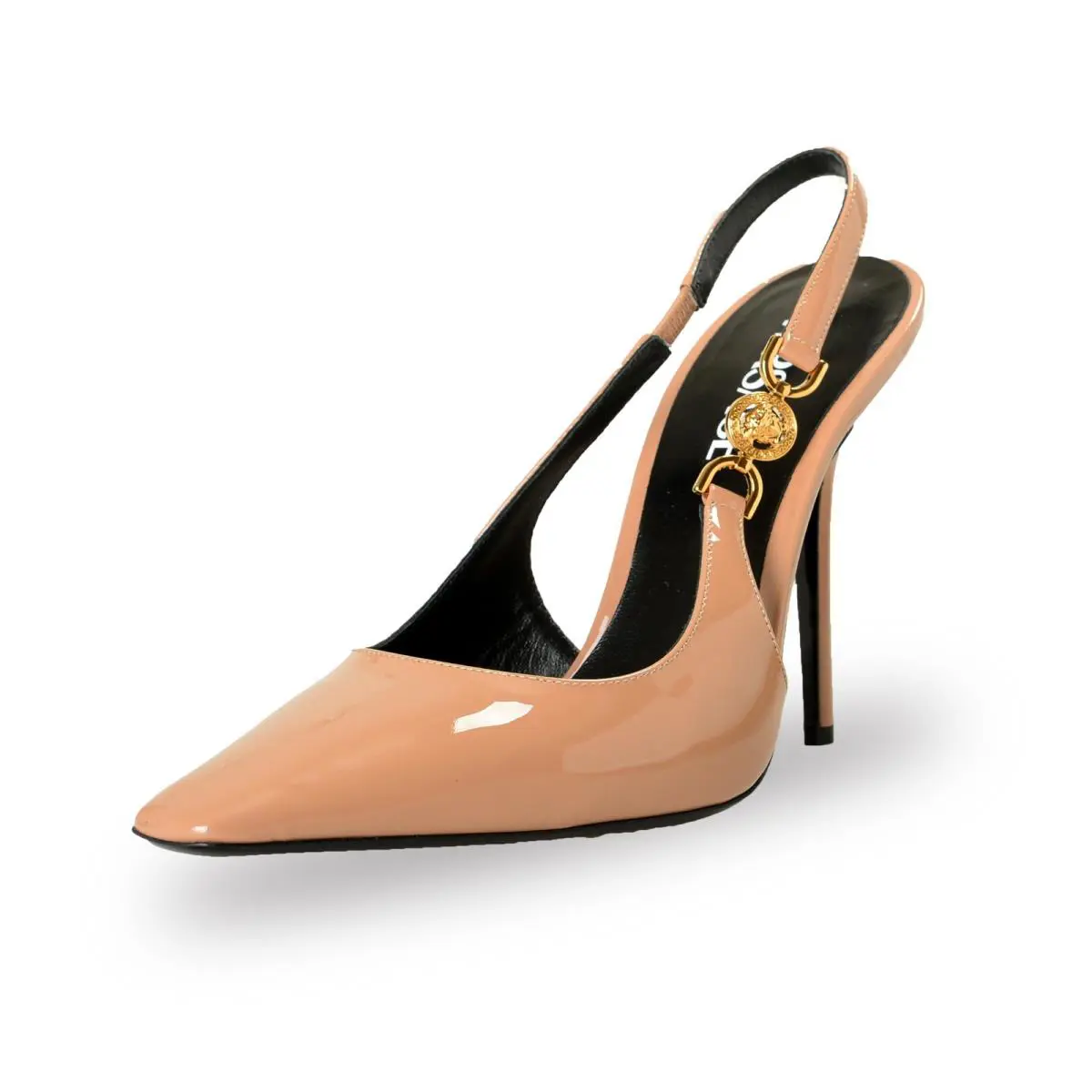 Versace Women`s Patent Leather High Heel Sling Back Pumps Shoes US 7.5 IT 37.5