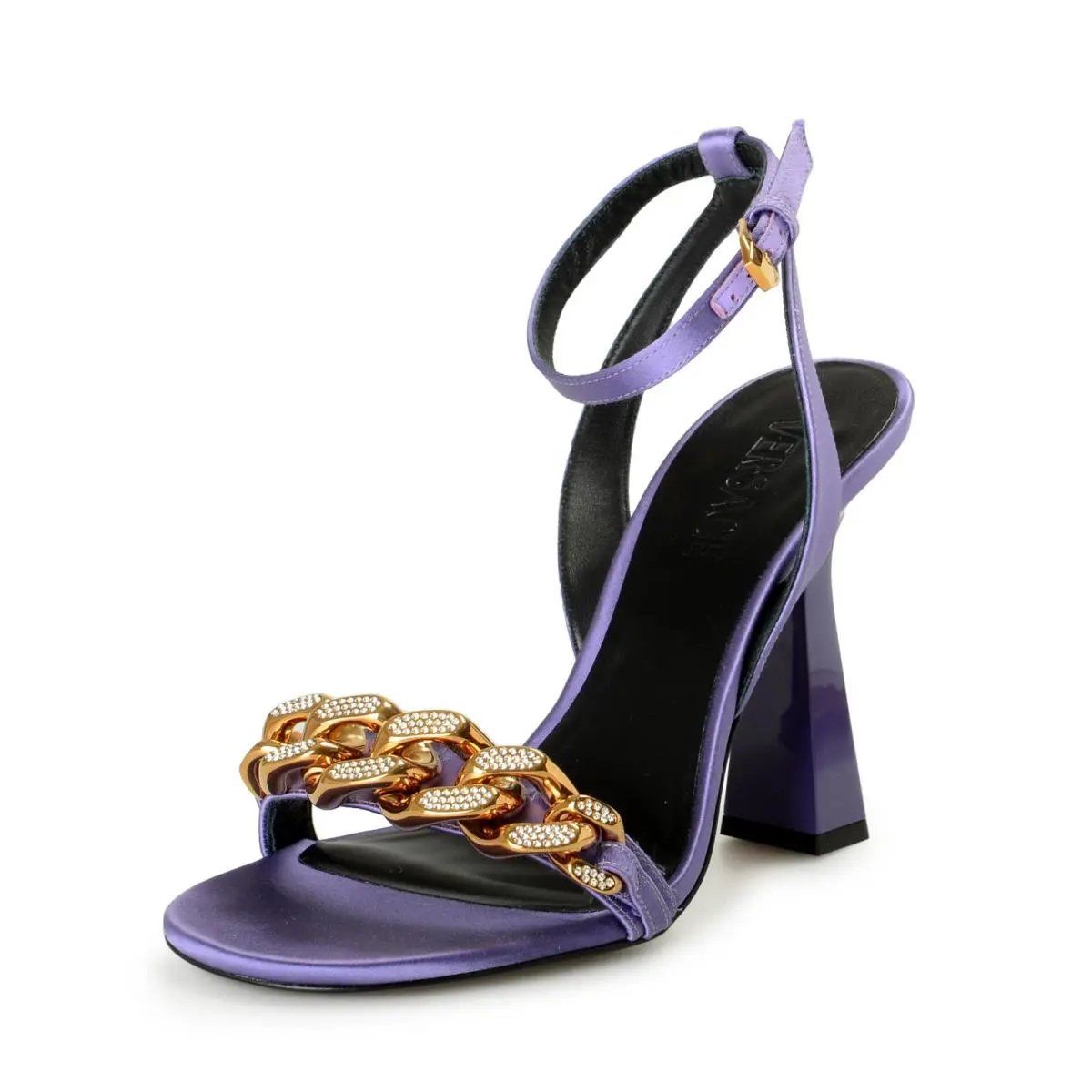 Versace Women`s Gold Medusa Ankle Strap High Heel Purple Pumps Shoes US 11 IT 41