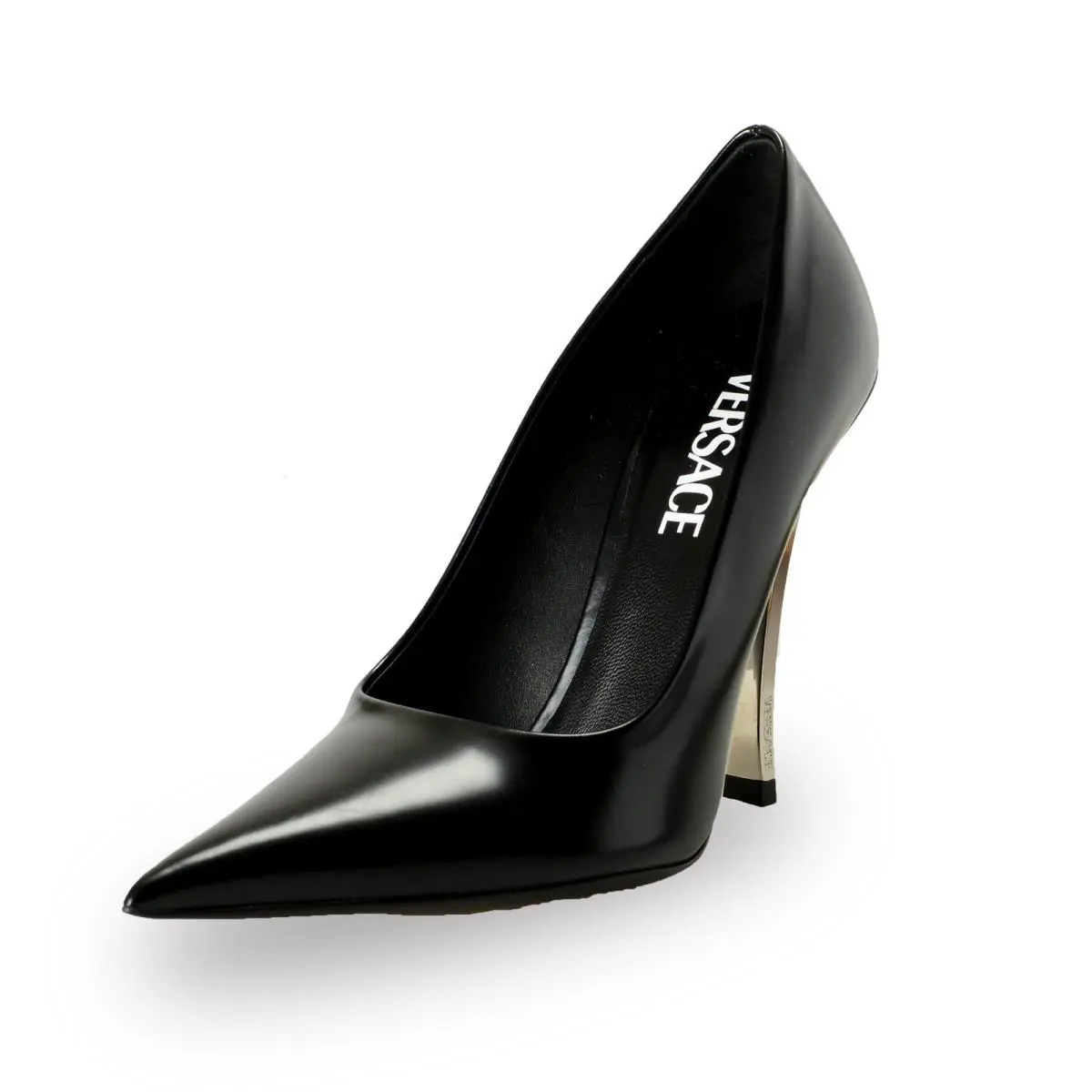 Versace Women`s Black Leather High Heel Stilettos Pumps Shoes US 6 IT 36