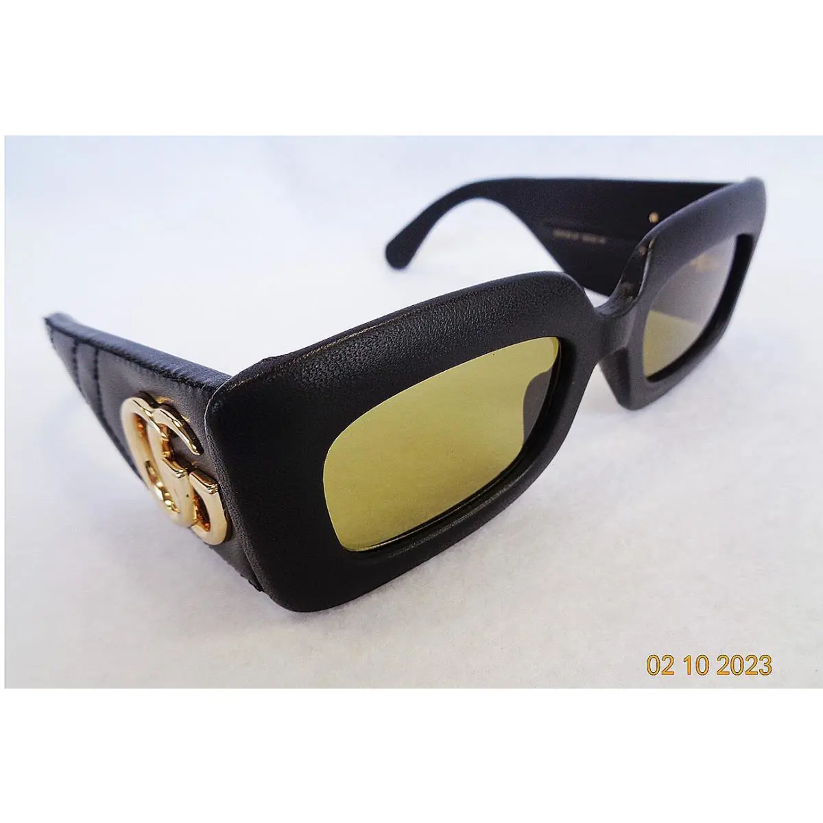 Gucci Woman Sunglasses GG0816S 001 Snake Quilted Leather Black Made IN Italy_new
