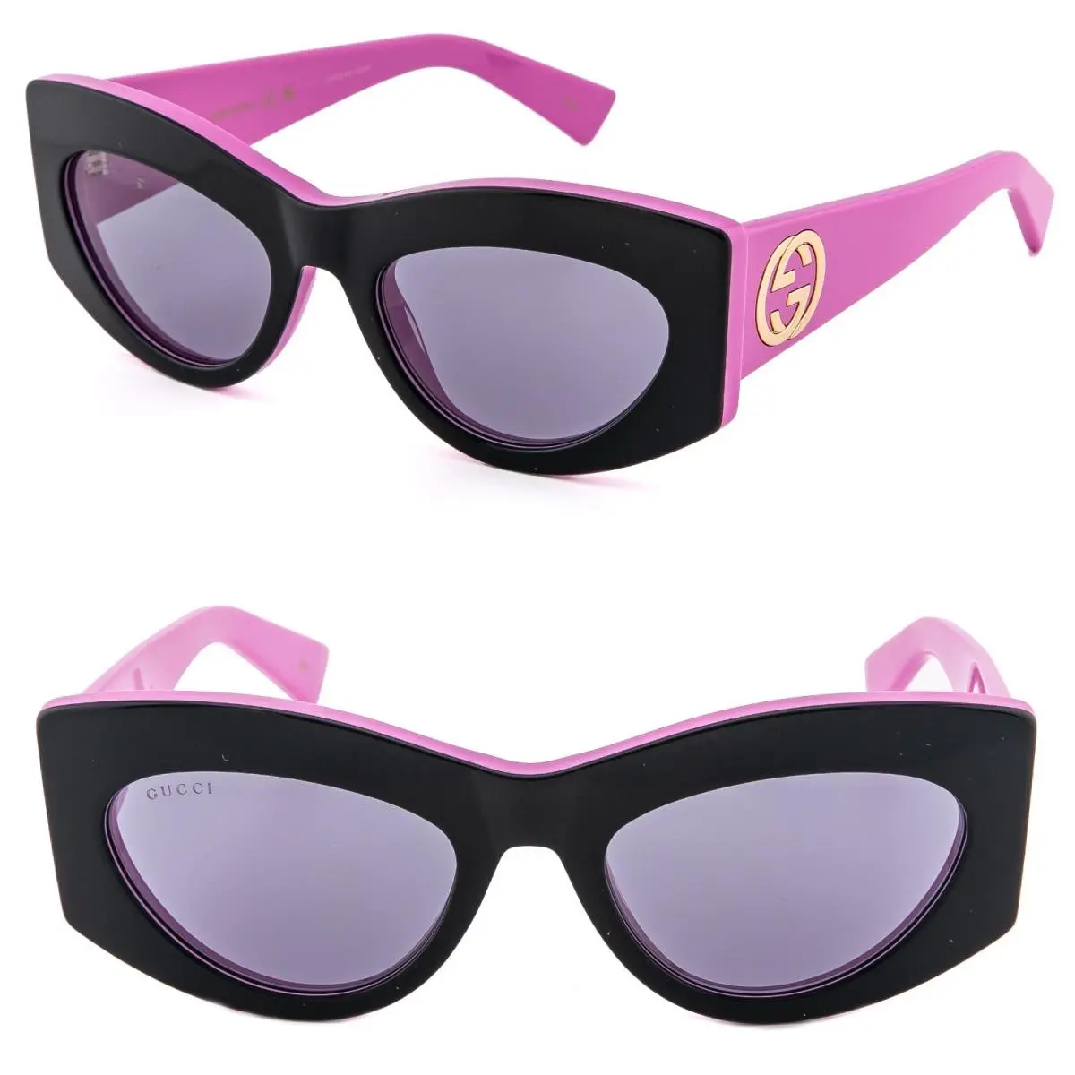Gucci Gg1843S 1843 Black Pink Color Block Logo Geometric Sunglass 005