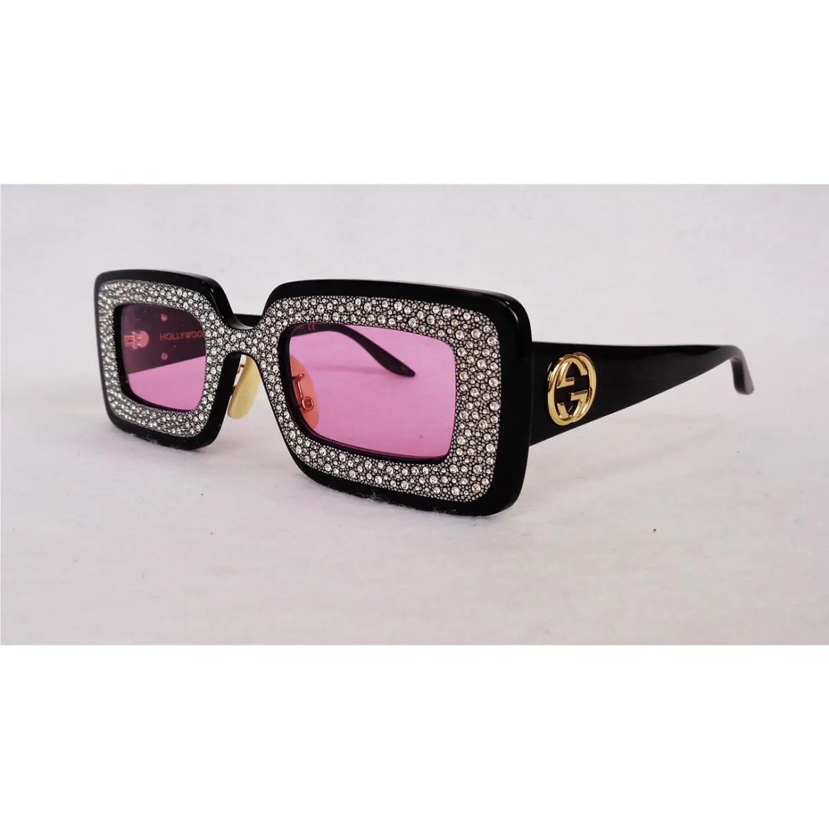 Gucci Women Sunglasses Hollywood Forever GG0974S 001 Black/crystals Italy