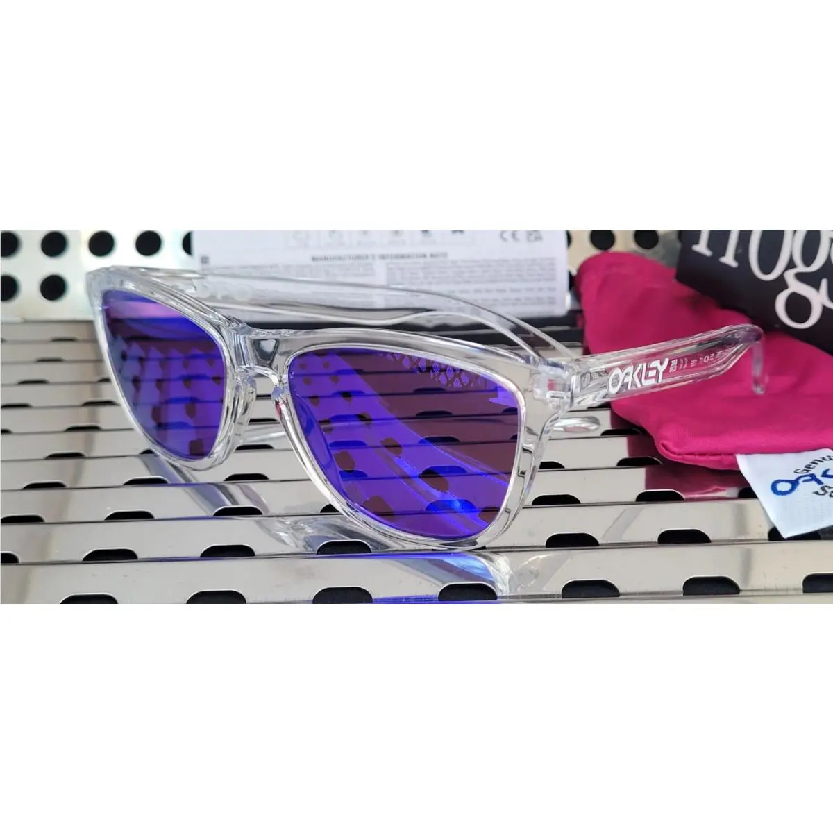 Oakley Frogskins Sunglasses 9013-H755 Gloss Clear w/ Prizm Violet Iridium