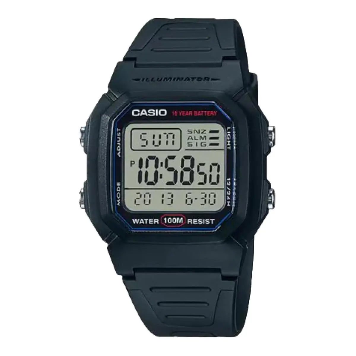 Casio Men`s Water-resistant Digital Watch with Black Strap - W-800H-1AV