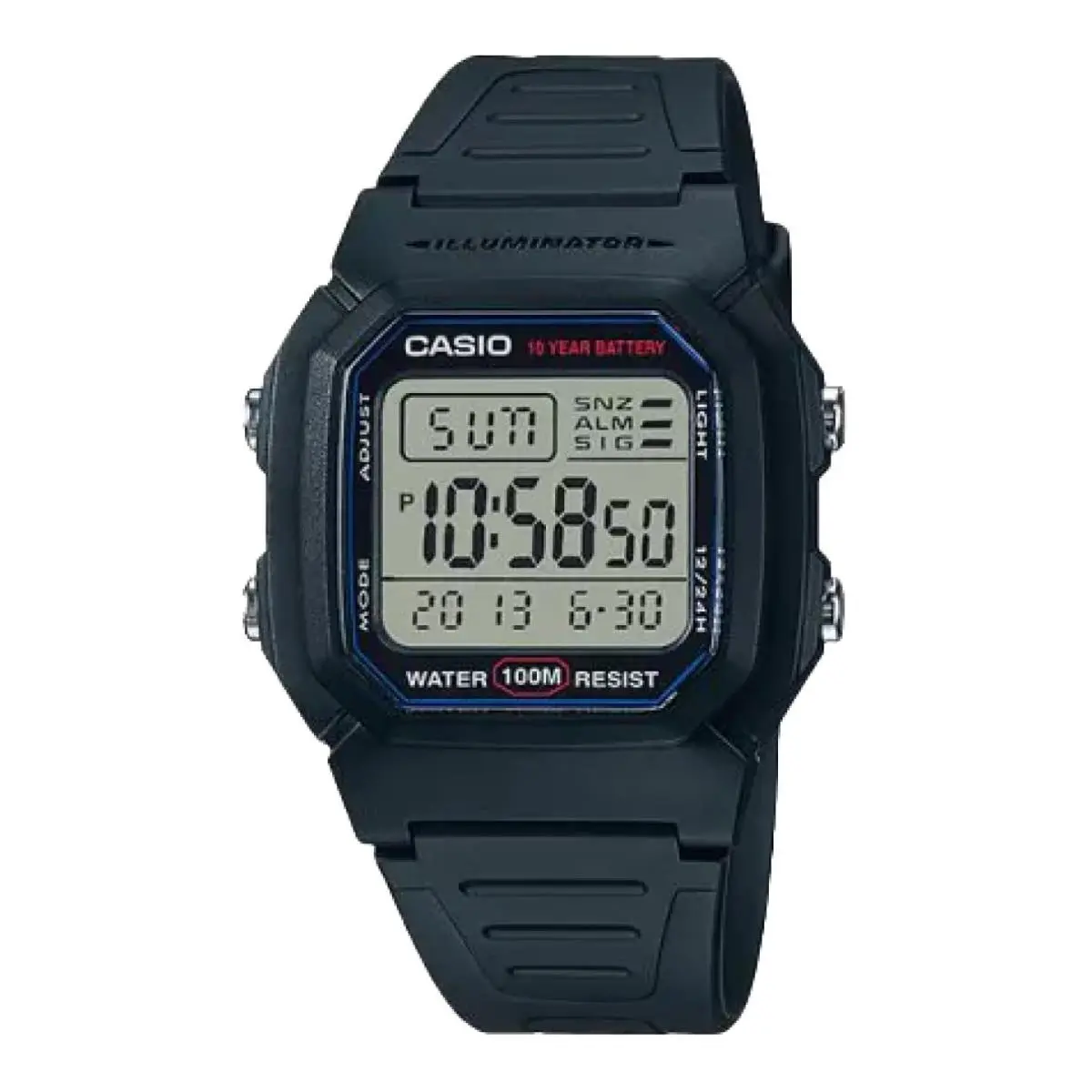 Casio Men`s Water-resistant Digital Watch with Black Strap - W-800H-1AV