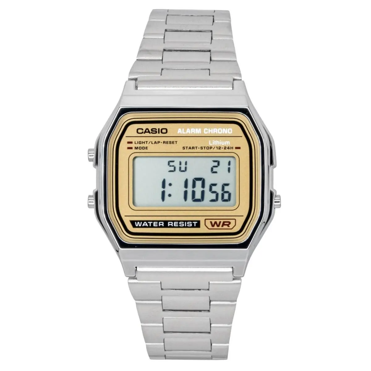 Vintage Digital Stainless Steel Gold Dial Quartz A158WEA-9 Unisex Watch by Casio