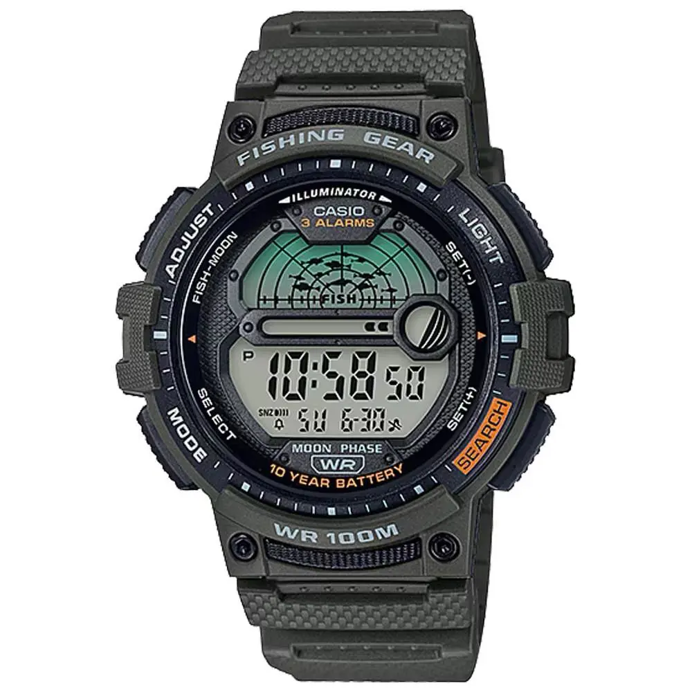 Casio Men`s Digital Watch with Green Strap- WS-1200H-3AV