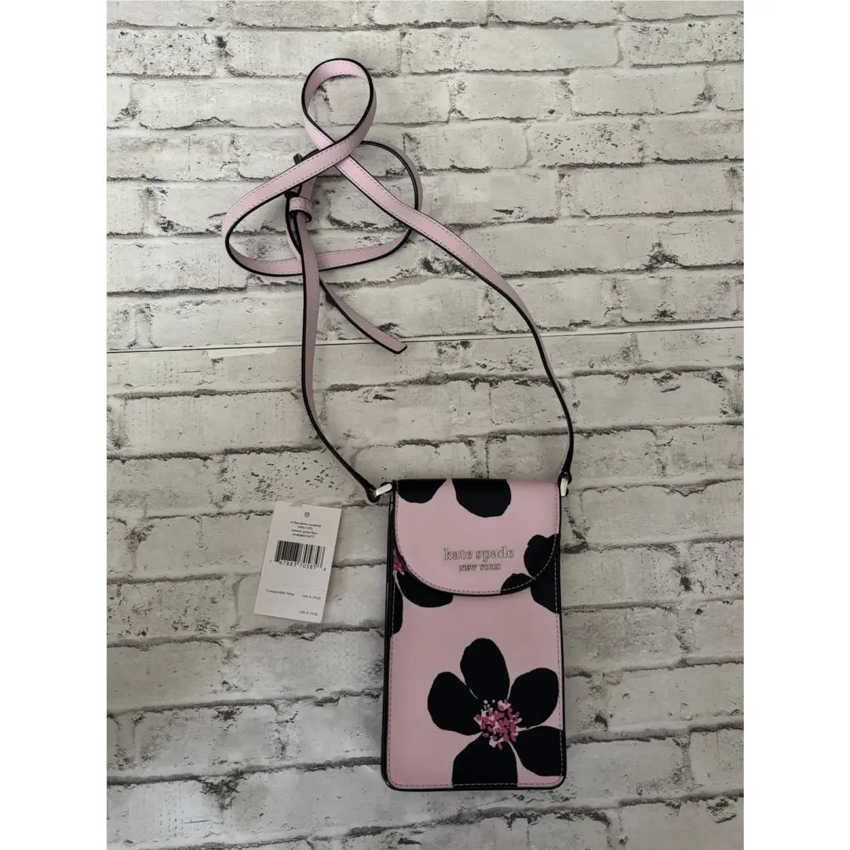 Kate Spade Pink/black Flower Crossbody Purse