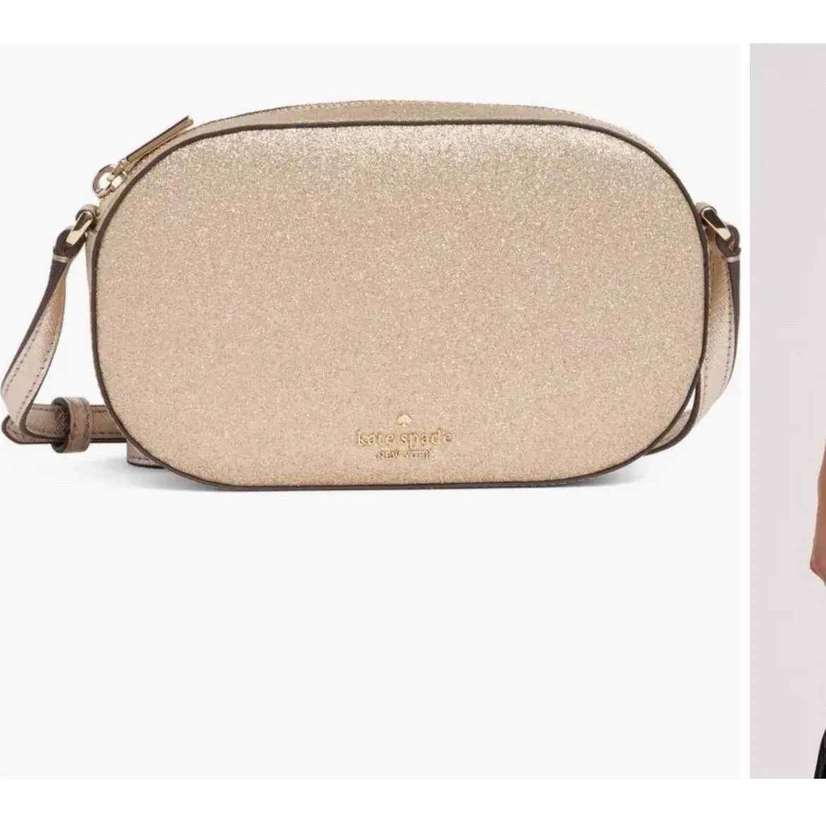 Kate Spade York Glimmer Oval Camera Bag Glitter Mixed m Gold