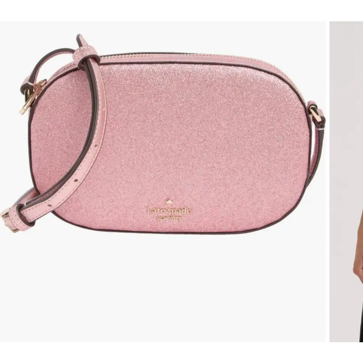 Kate Spade Pink Glimmer Oval Camera Bag New Pink Glitter