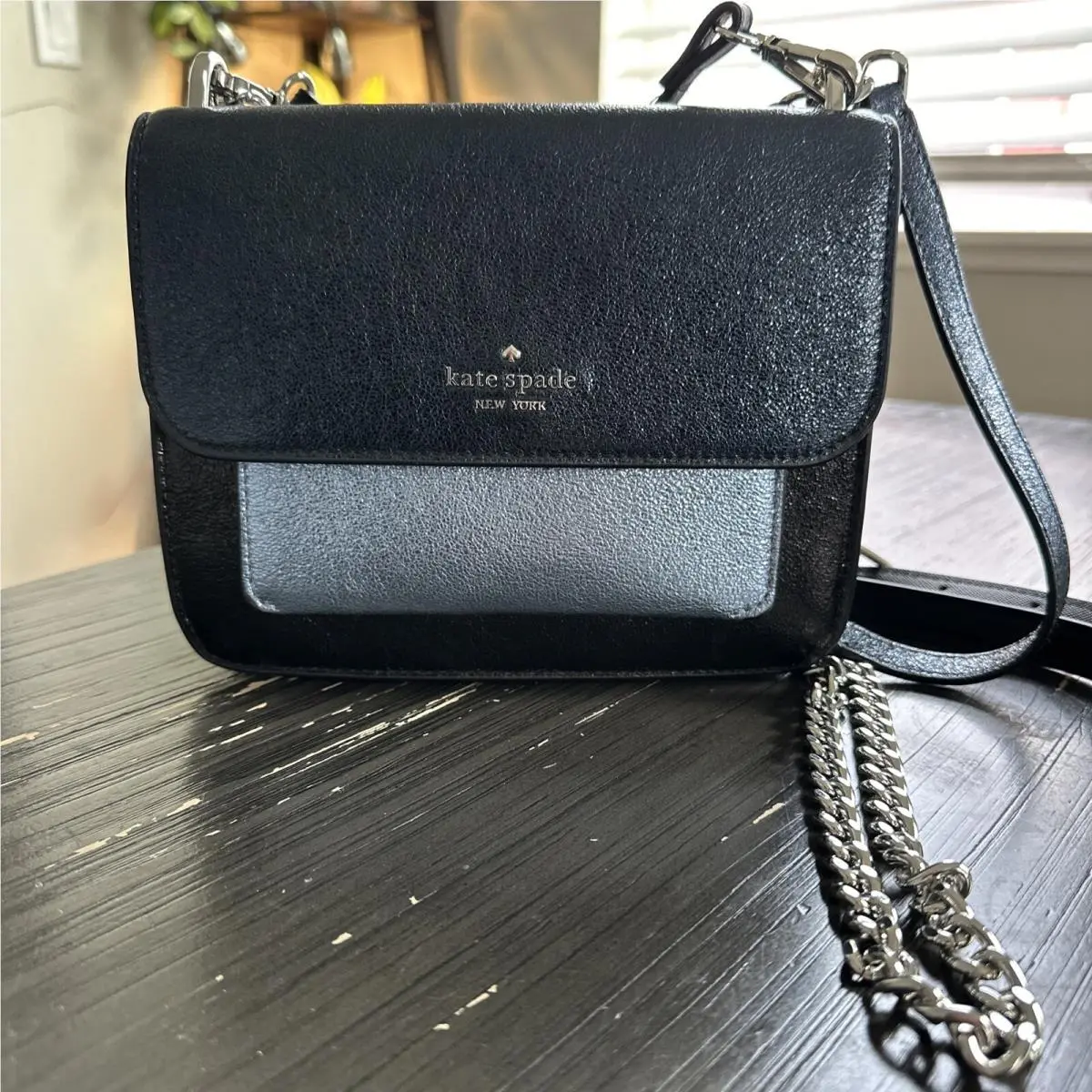 Kate Spade Remi Flap Chain Shoulder Chain Bag Crossbody Metallic Tricolor Blue