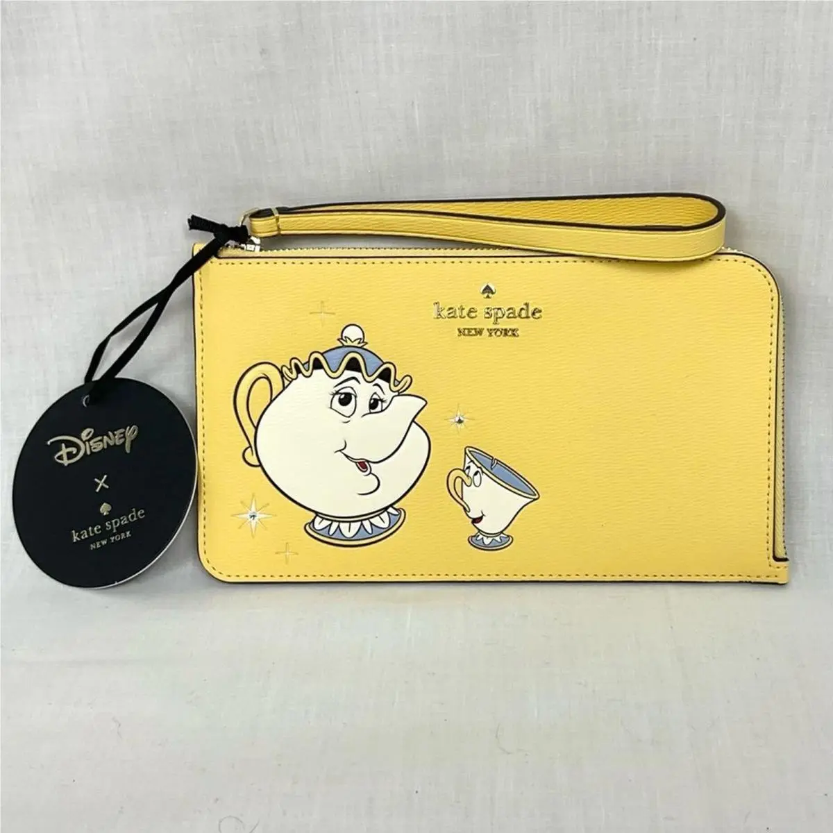 Beauty The Beast Mrs.potts Wristlet Yellow Disney Clutch Wallet Kate Spade