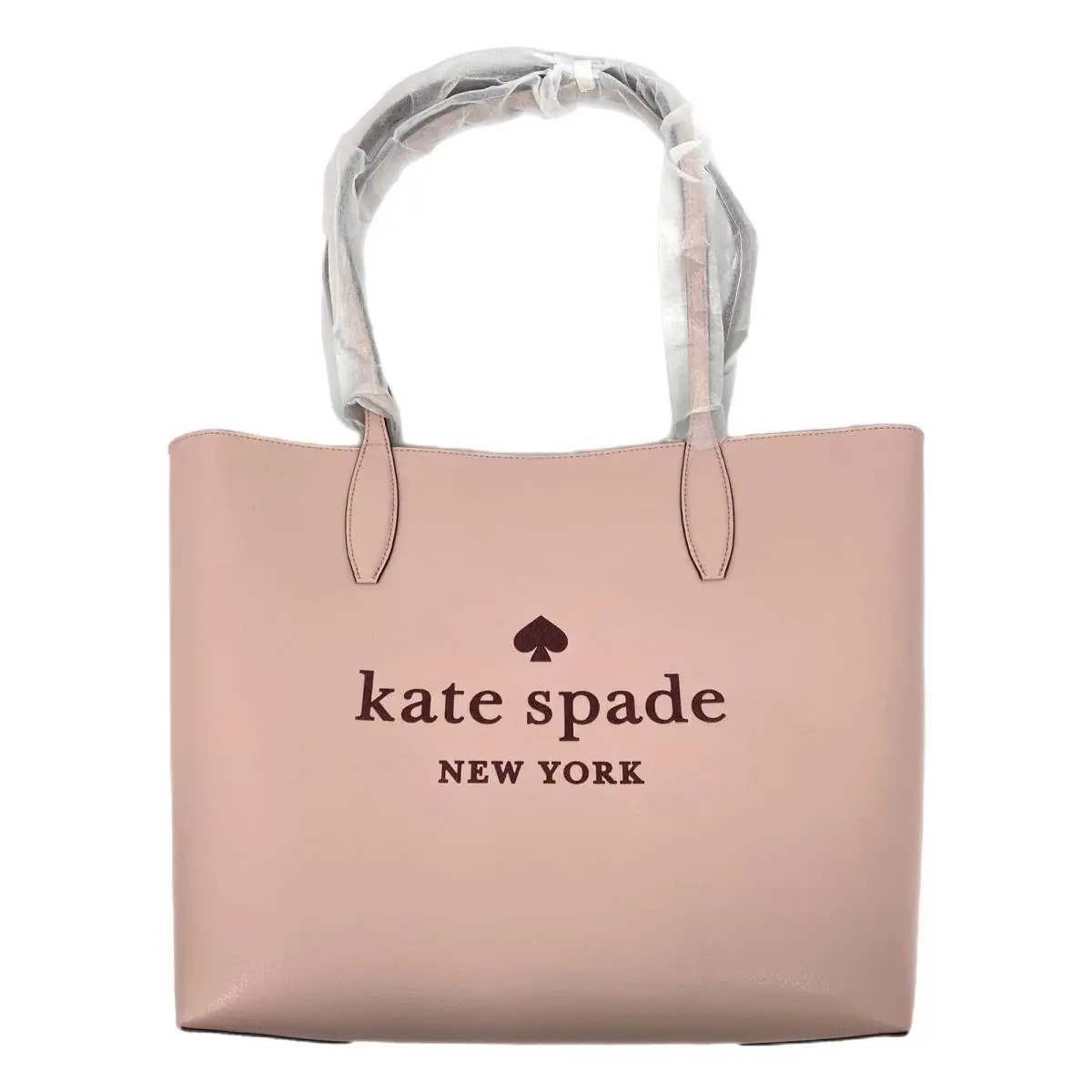 Kate Spade Pink Sparkly Logo Refined Leather Tote Classic Style
