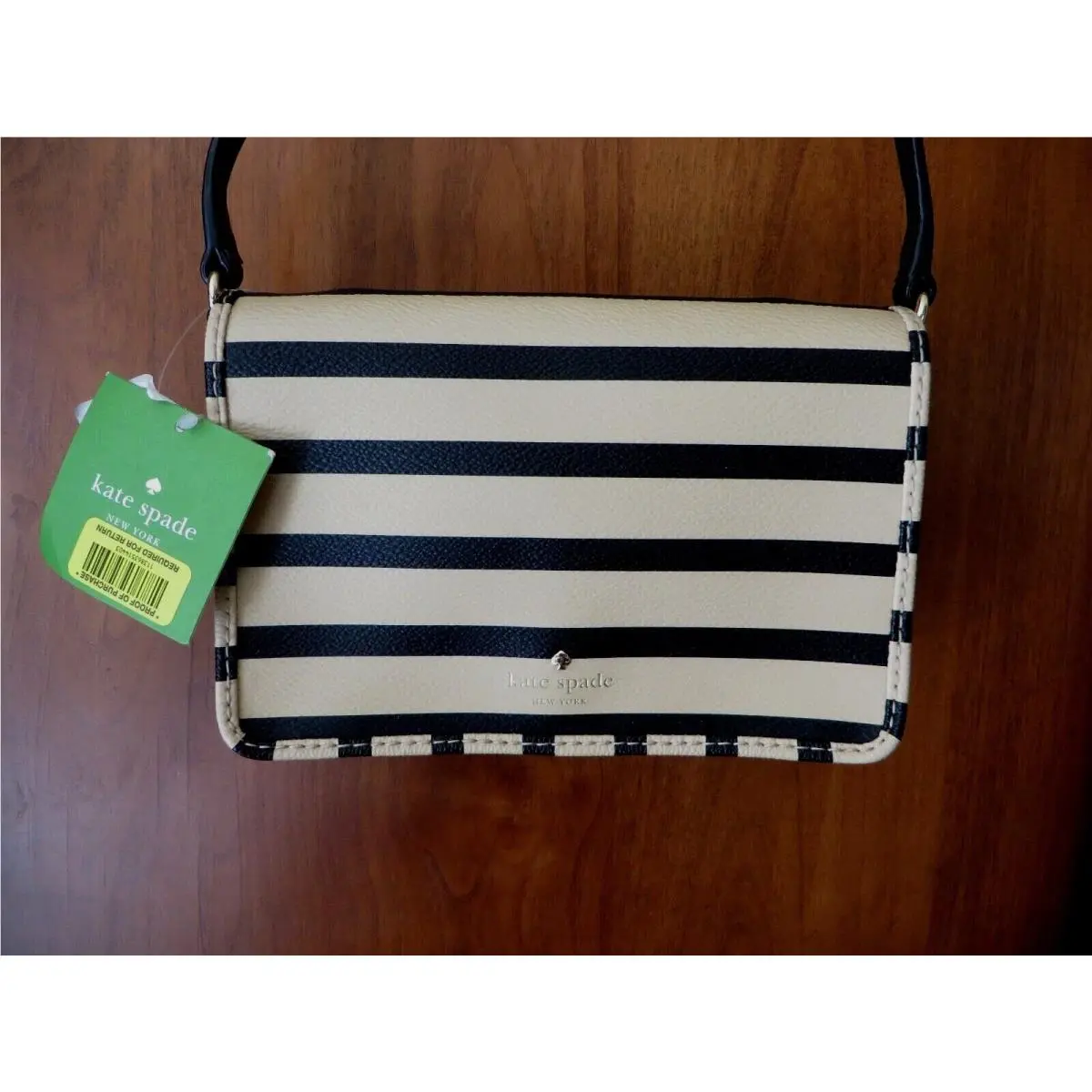 Black Tan Hyde Lane Stripe Crossbody or Clutch Bag Purse by Kate Spade