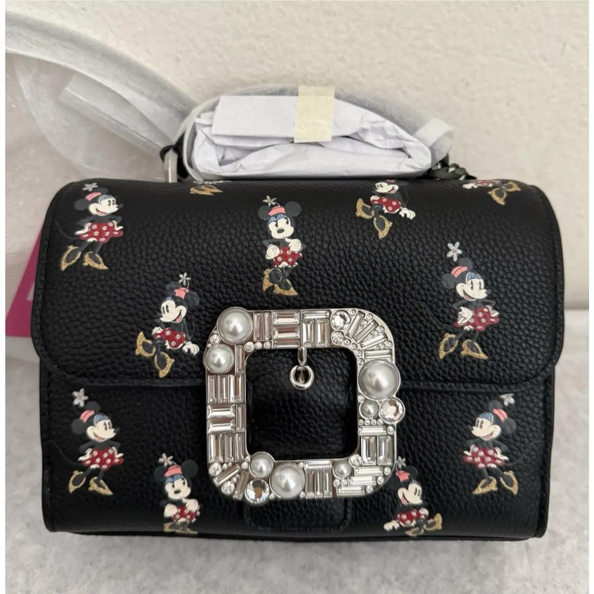 Kate Spade Minnie Mouse Top Handle Leather Satchel Crossbody Bag K9756