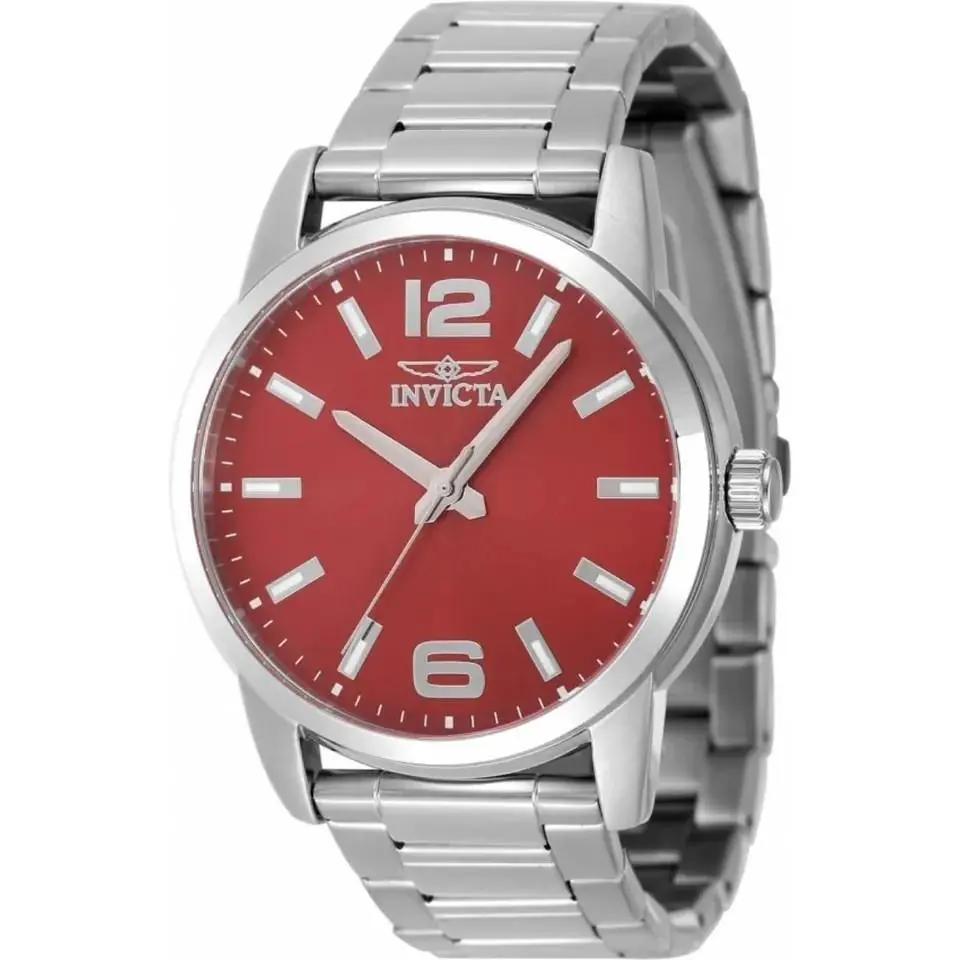 Celestial Men’s 43mm Watch Silver Stainless Steel Red Dial 48496 by Invicta