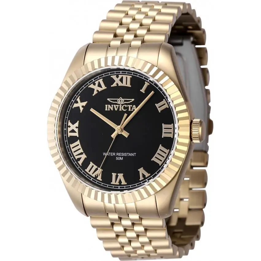 Invicta Specialty Quartz Black Dial Men`s Watch 47405 - Dial: Black, Band: Gold-tone, Bezel: Gold-tone