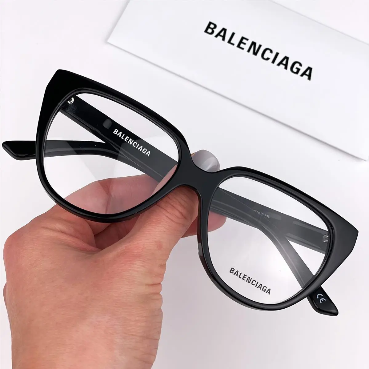 Balenciaga Women Eyeglasses Black Demo Butterfly Everyday BB0129O 001