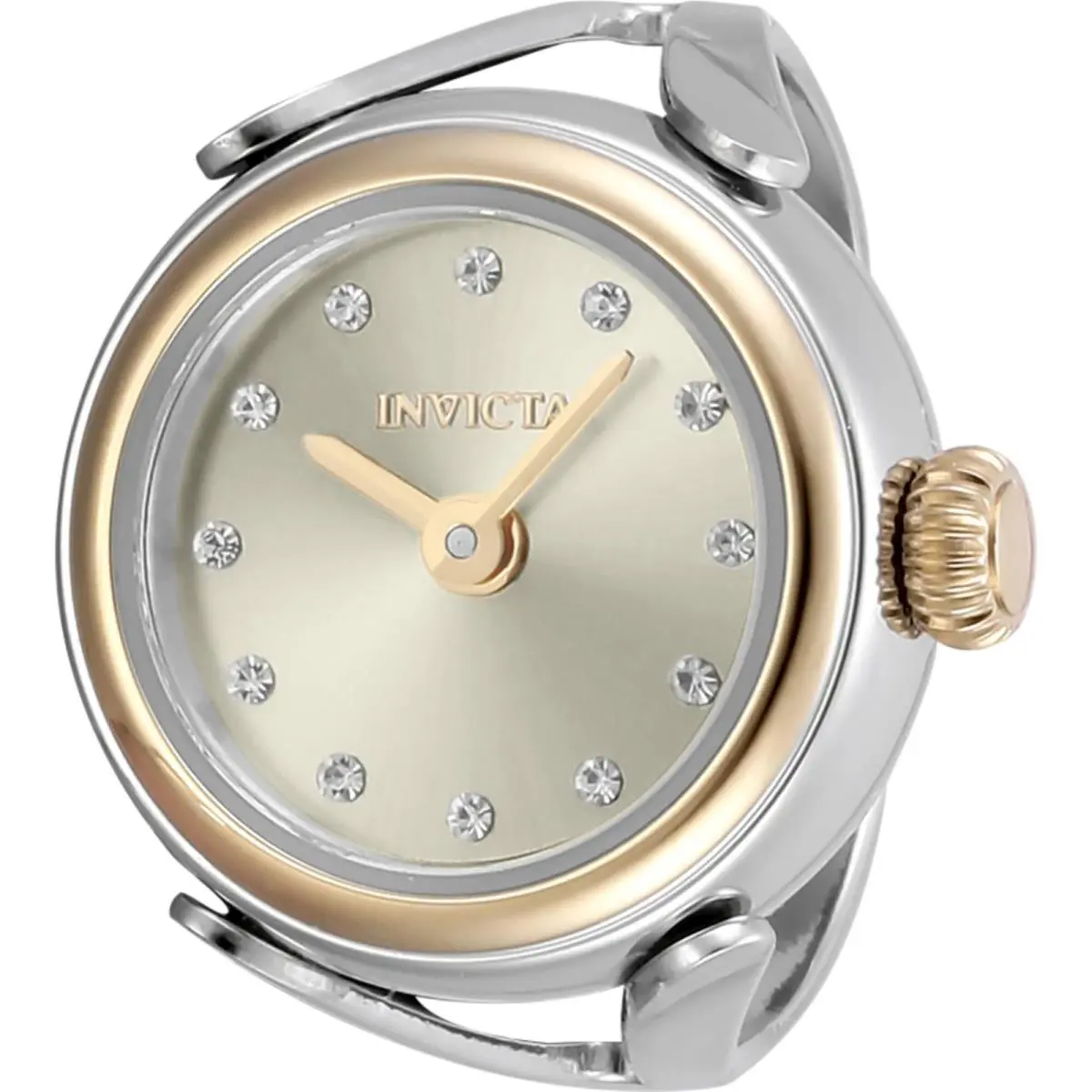 Invicta Women`s Ring Watch Mini Angel Silver Dial Stainless Steel Band 48576