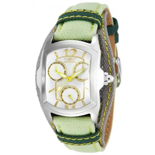 Invicta 12280 Women`s Silver Dial Green Canvas Band Chronograph Quartz Watch