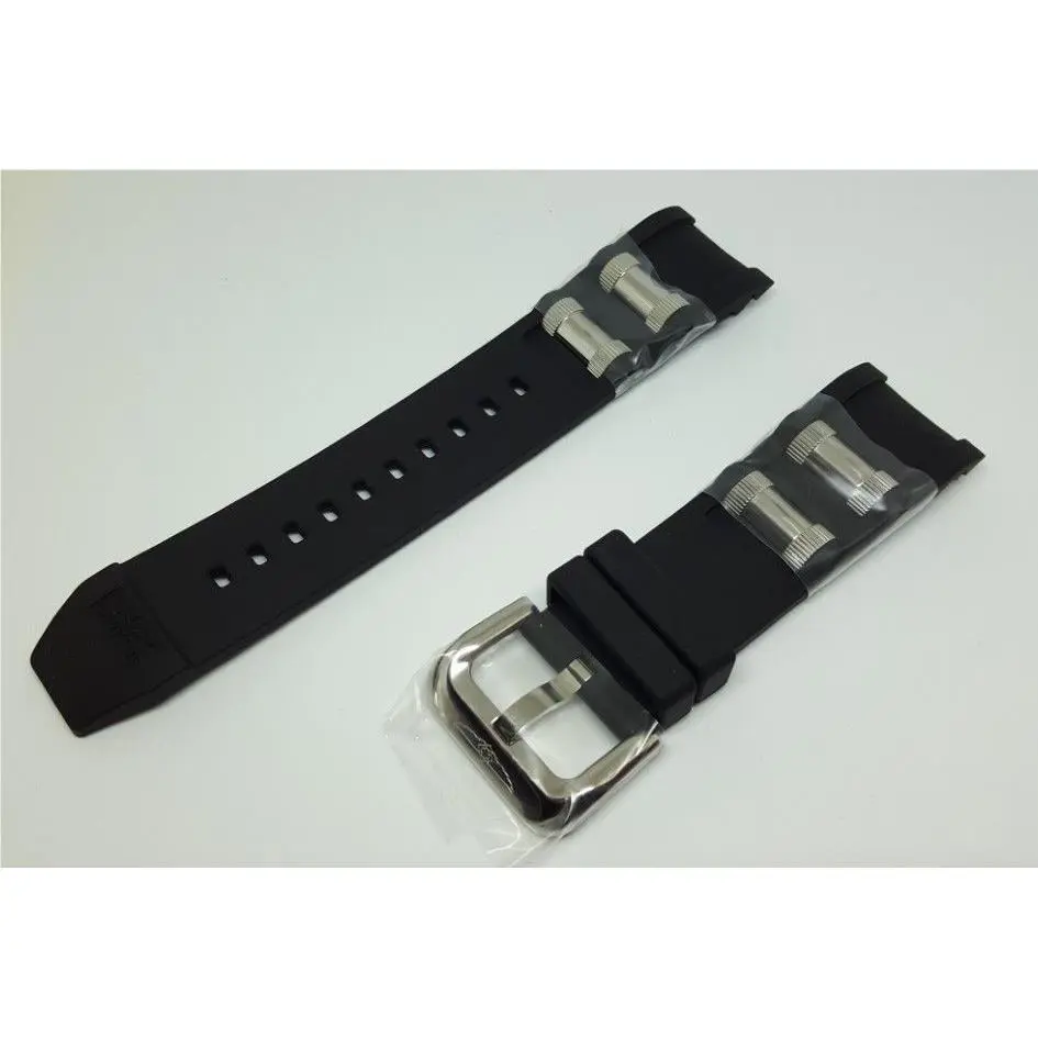 Oem Invicta Russian Diver Black Polyurethane Strap Band Silver Inserts