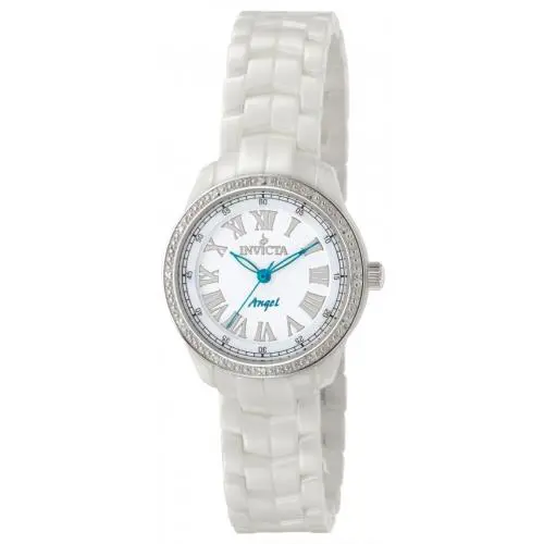 Invicta 0726 Women`s Angel Diamond Accented Bezel Ceramic Bracelet Quartz Watch