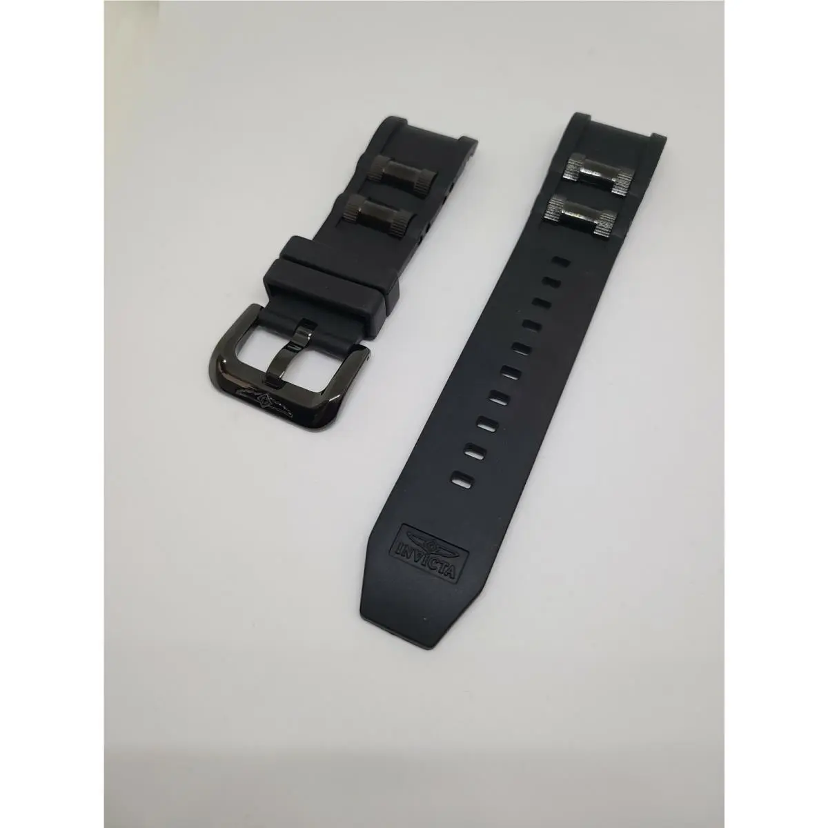 Invicta Russian Diver Black Polyurethane Strap Band Black Inserts