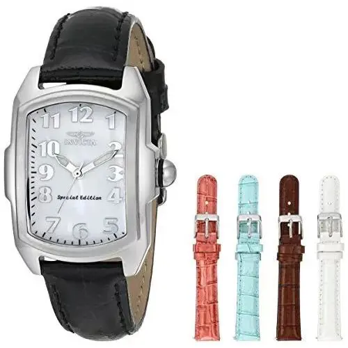 Invicta 5168 Women`s Baby Lupah Collection Mop Dial Interchangeable Watch Set - Dial: Silver, Band: Silver, Brown, Pink, White, Yellow, Multicolor, Black, Green