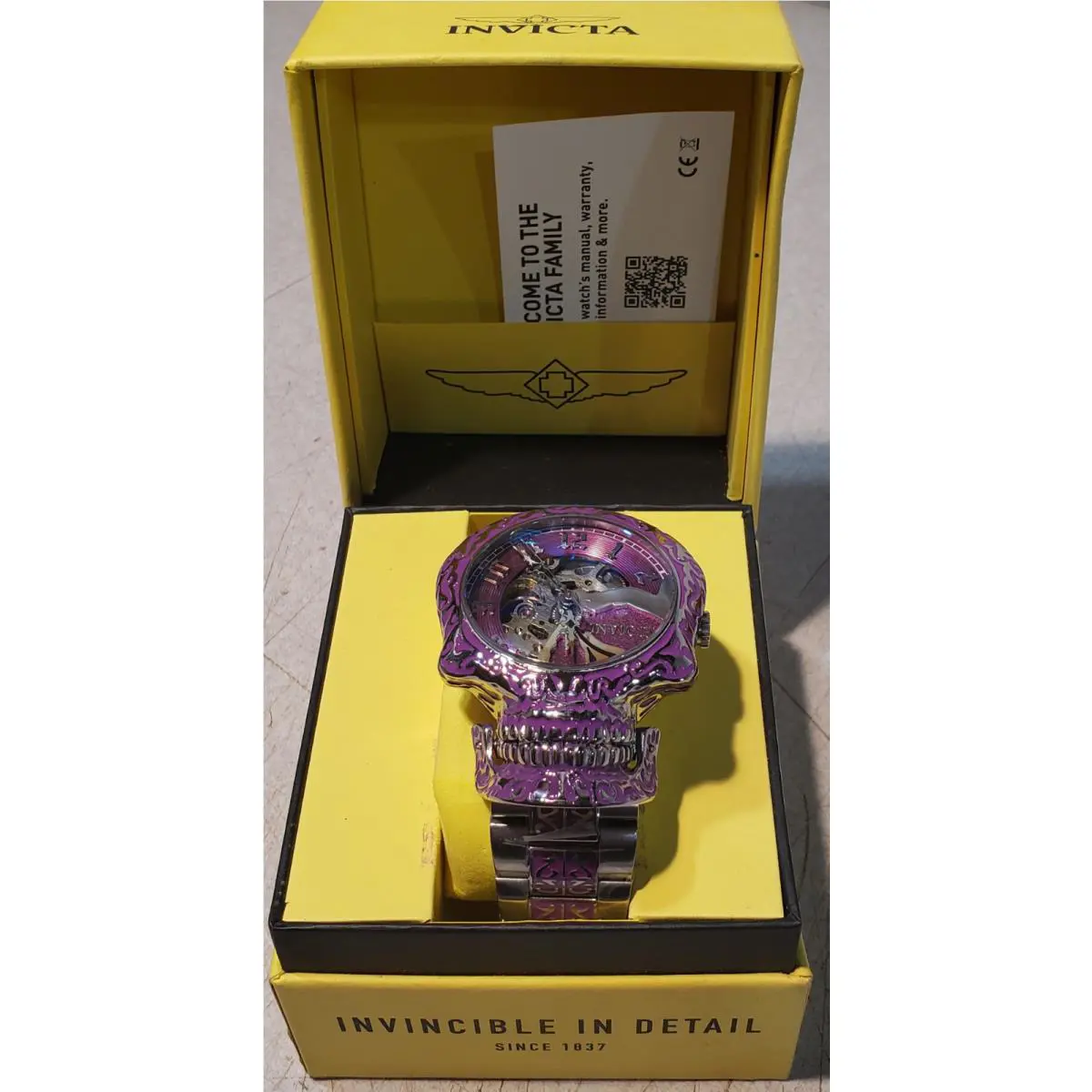 Invicta Artist Skull 50mm Purple Automatic Men`s Watch 42302 W/ Tag