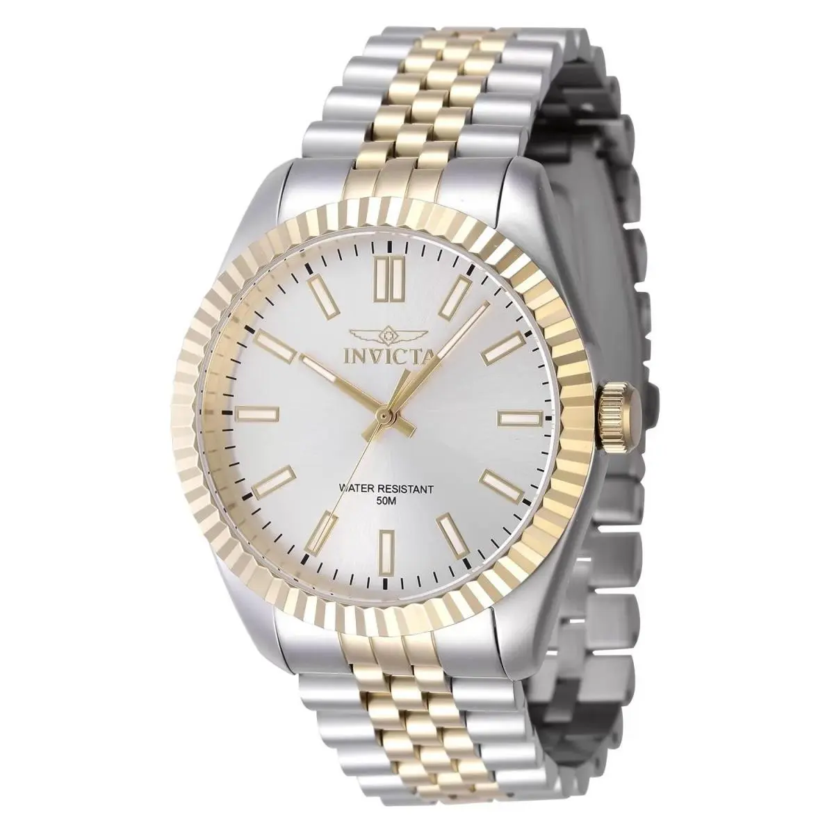 Invicta Men`s 47484 Specialty Quartz 3 Hand Silver Dial Watch - Dial: Silver, Band: Gold/Stainless Steel