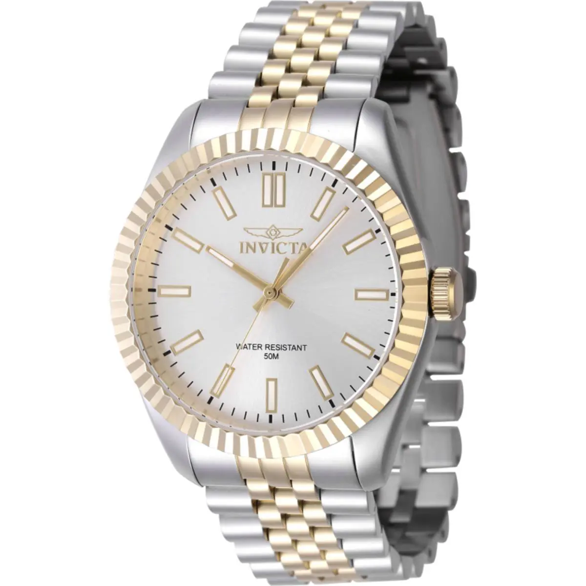 Invicta Men`s Watch Specialty Quartz Silver Dial Two Tone Steel Bracelet 47484 - Dial: Silver, Band: Silver, Yellow