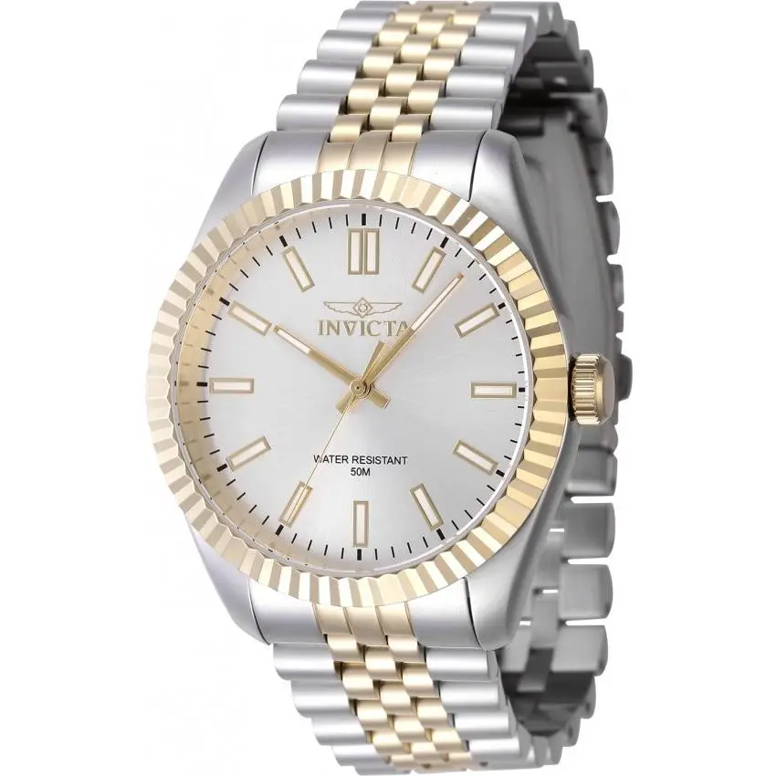 Invicta Specialty Quartz Silver Dial Men`s Watch 47484 - Dial: Silver-tone, Band: Two-tone (Gold and Silver-tone), Bezel: Silver-tone