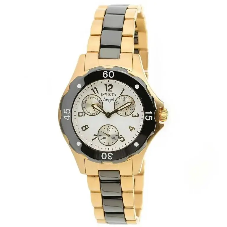 Invicta 1656 Angel Watch Gold and Black Stainless Steel Ceramic Women`s Watch