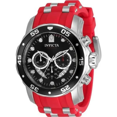 Invicta Men`s 48mm Pro Diver Scuba Chronograph Combat Red/black/silver SS Watch