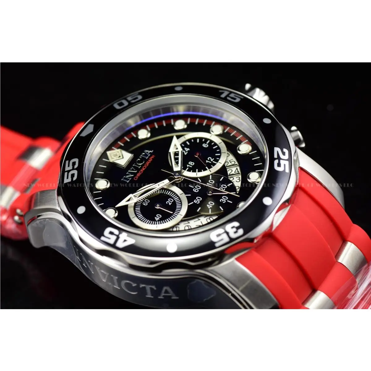 Invicta Pro Diver Chronograph 48mm Gmt Quartz Black Dial Men`s Watch 34009