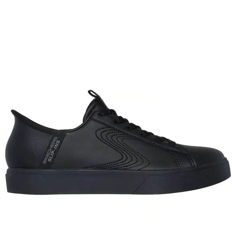 Slip Ins Skechers Shoes Leather Wide Women`s Black Memory Foam Hand Free 185008 - Black
