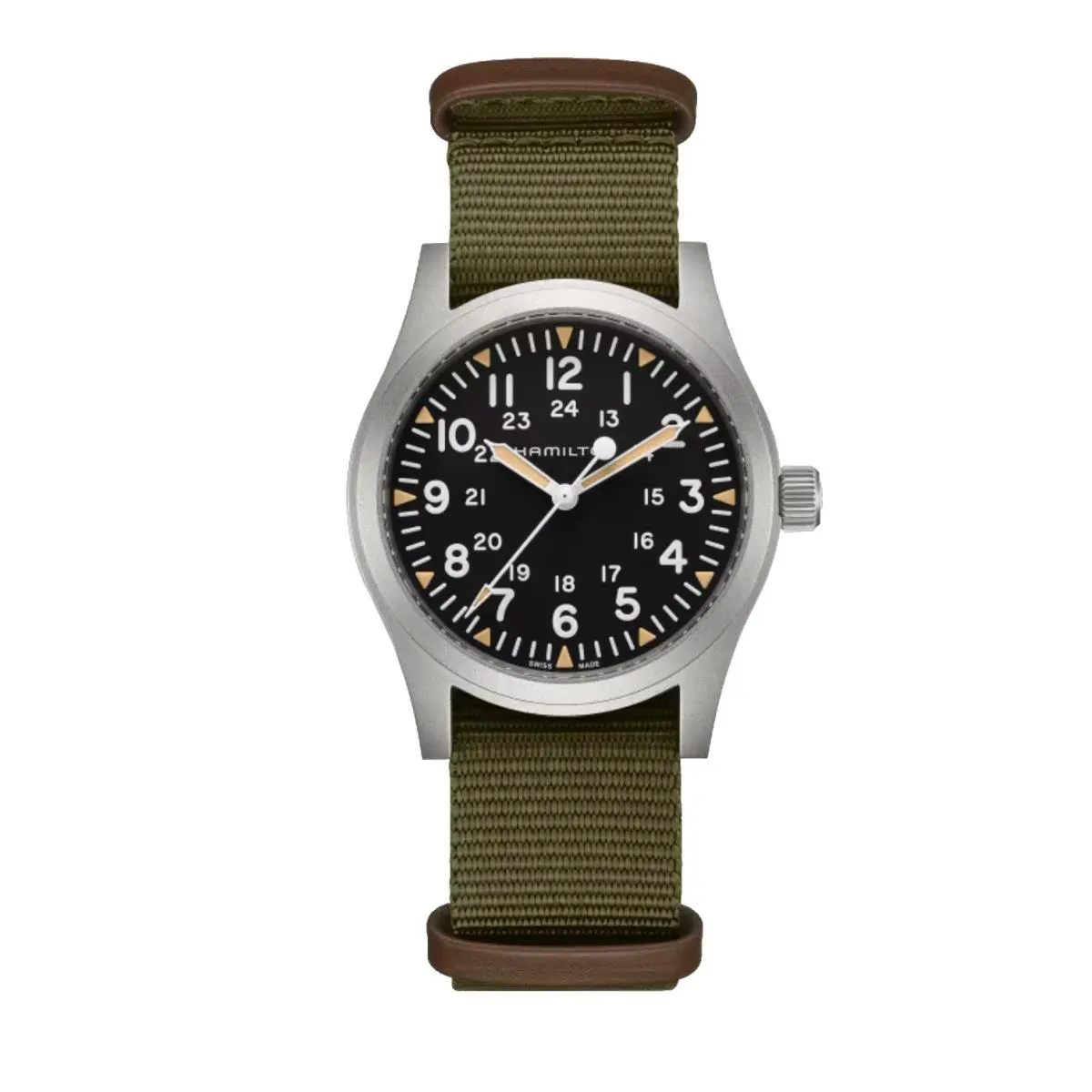 H69529933 Khaki Field Mechanical 42 mm Black Dial Green Men`s Watch by Hamilton