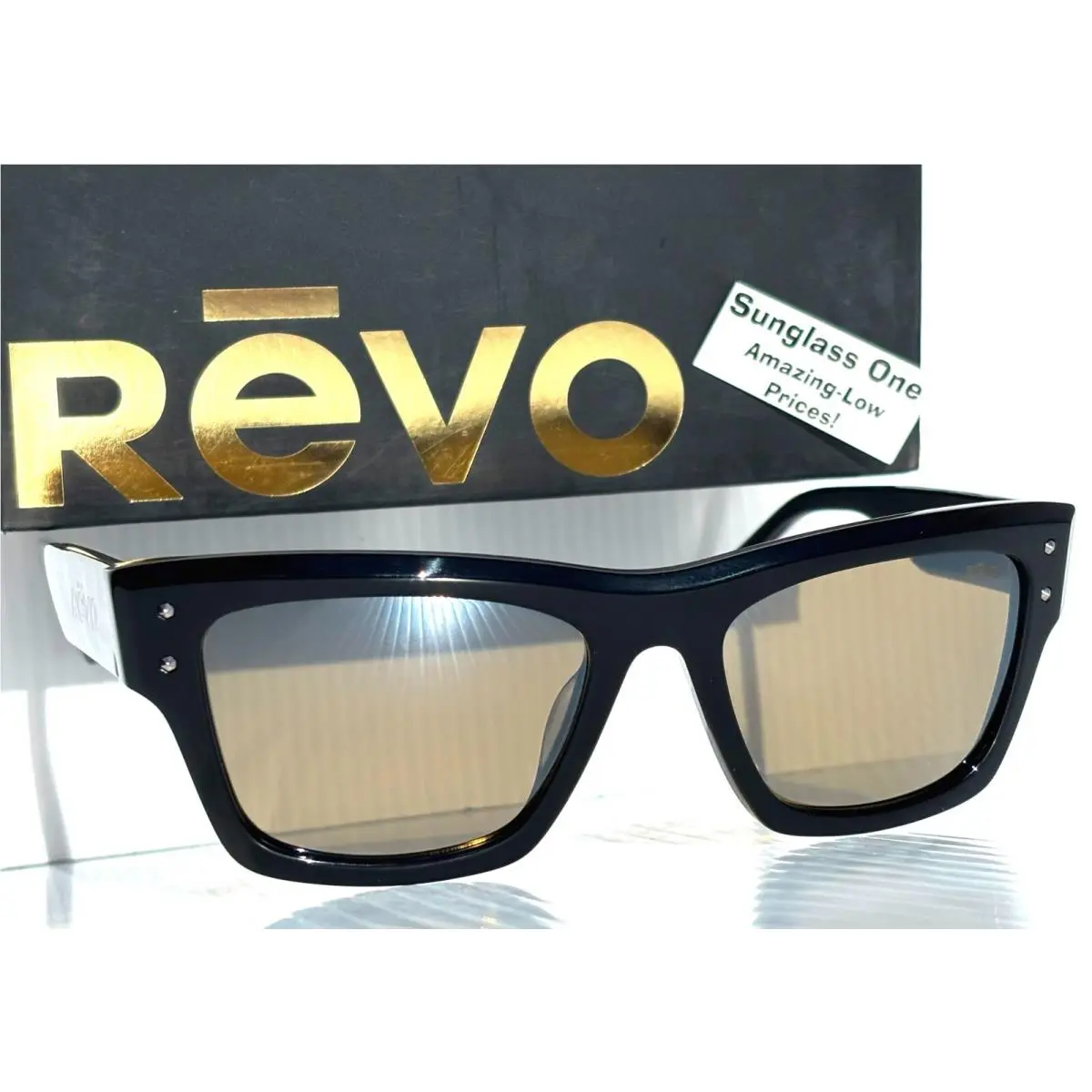 Revo Indigo Shiny Black Polarized Terra Brown Lens Sunglass 1241 01 BR