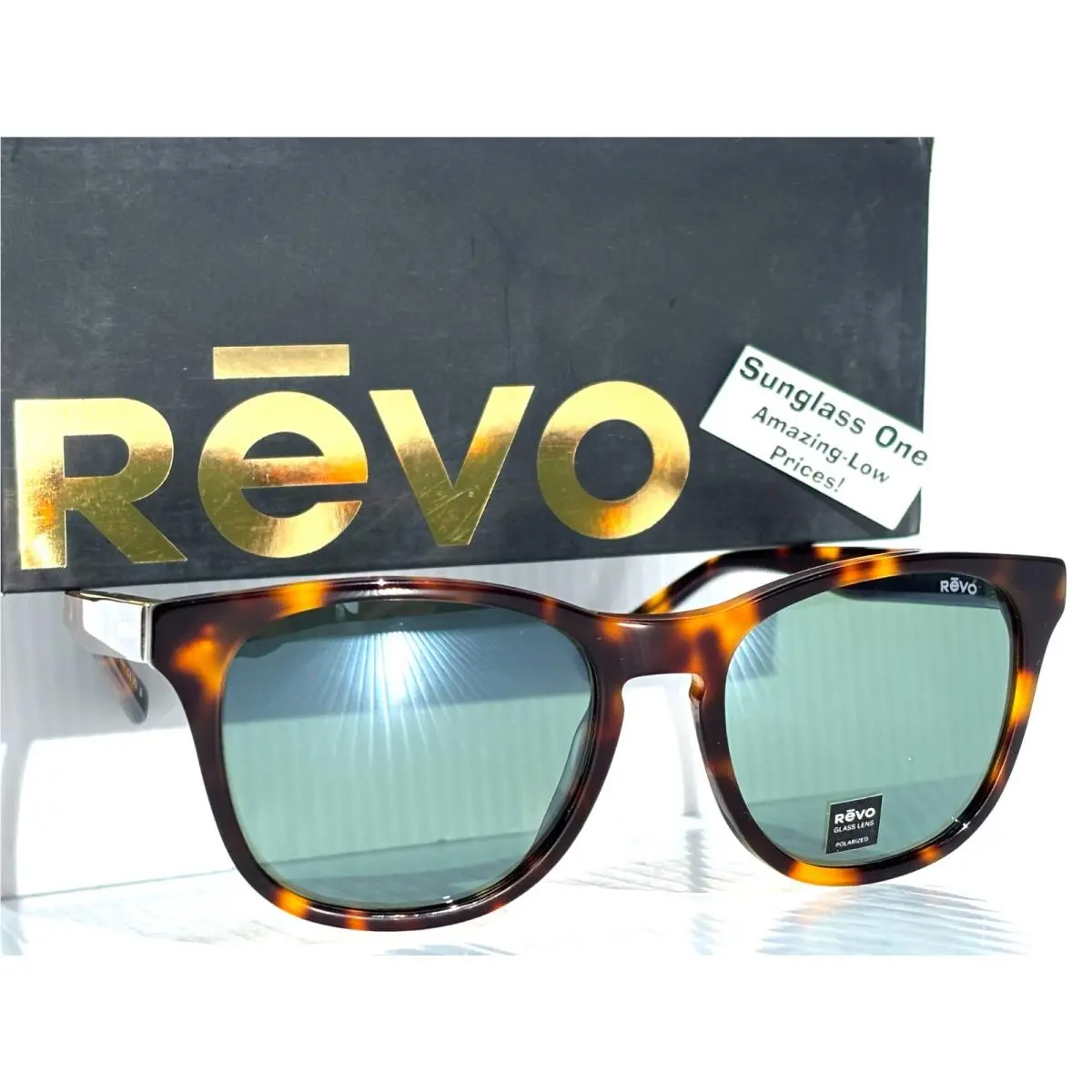 Revo Tatum Shiny Tortoise Polarized Smokey Green Glass Sunglass 1254 02 SG50