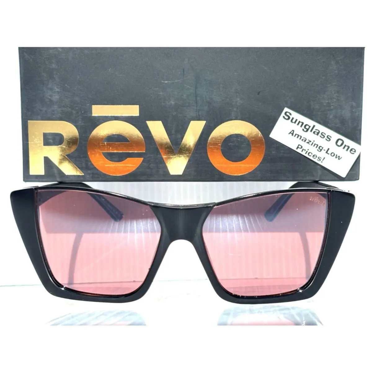Chelsea Shiny Black Polarized Drive Rose Lens Sunglass 2216 01 GO by Revo